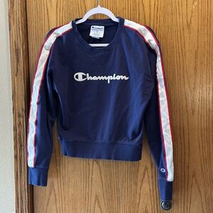 Champion Navy Crewneck Sweatshirt with White Logo